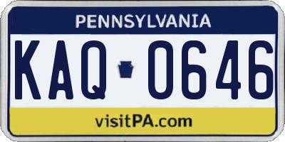 PA license plate KAQ0646