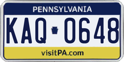 PA license plate KAQ0648