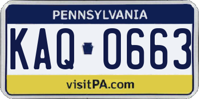 PA license plate KAQ0663