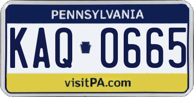 PA license plate KAQ0665