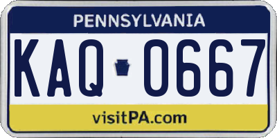 PA license plate KAQ0667
