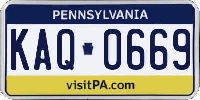 PA license plate KAQ0669