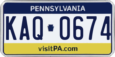 PA license plate KAQ0674