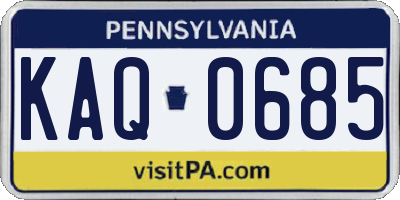 PA license plate KAQ0685