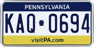 PA license plate KAQ0694