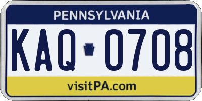 PA license plate KAQ0708