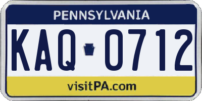 PA license plate KAQ0712