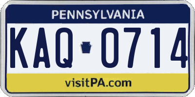 PA license plate KAQ0714