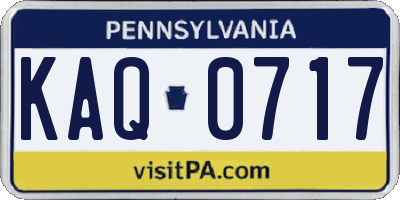 PA license plate KAQ0717