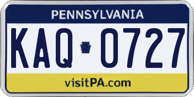 PA license plate KAQ0727
