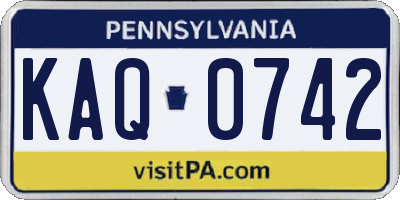 PA license plate KAQ0742