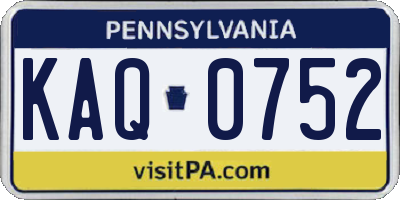 PA license plate KAQ0752