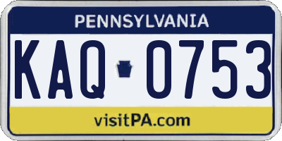 PA license plate KAQ0753