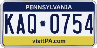 PA license plate KAQ0754