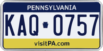 PA license plate KAQ0757