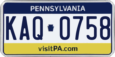 PA license plate KAQ0758