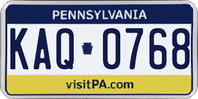 PA license plate KAQ0768