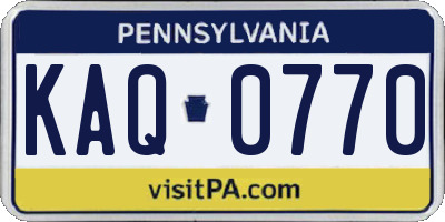PA license plate KAQ0770