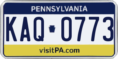 PA license plate KAQ0773