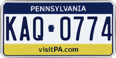 PA license plate KAQ0774