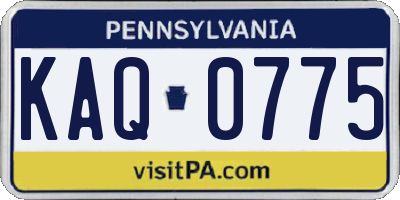 PA license plate KAQ0775