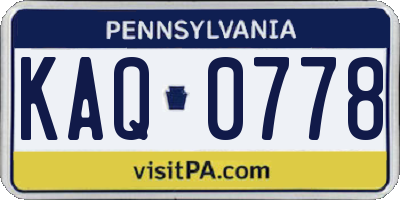 PA license plate KAQ0778