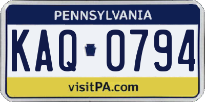 PA license plate KAQ0794
