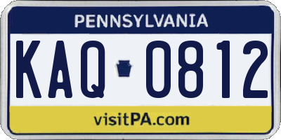 PA license plate KAQ0812