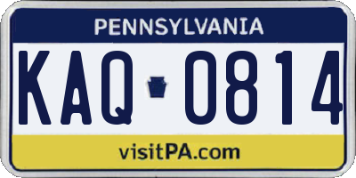 PA license plate KAQ0814