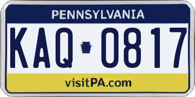 PA license plate KAQ0817
