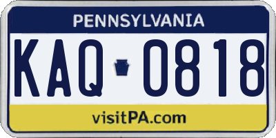 PA license plate KAQ0818