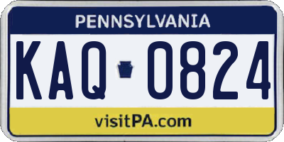 PA license plate KAQ0824