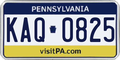 PA license plate KAQ0825