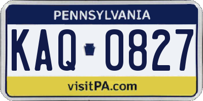 PA license plate KAQ0827