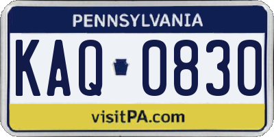 PA license plate KAQ0830