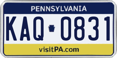 PA license plate KAQ0831