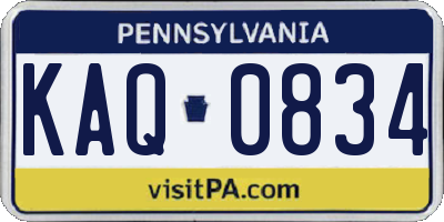 PA license plate KAQ0834