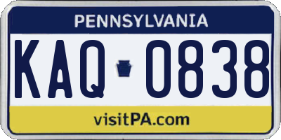 PA license plate KAQ0838