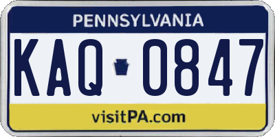 PA license plate KAQ0847