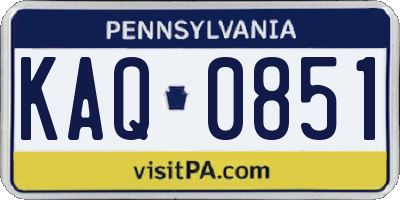 PA license plate KAQ0851