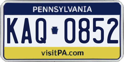 PA license plate KAQ0852