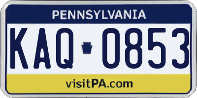 PA license plate KAQ0853