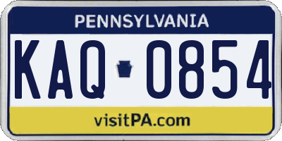 PA license plate KAQ0854