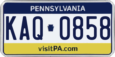 PA license plate KAQ0858