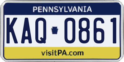 PA license plate KAQ0861