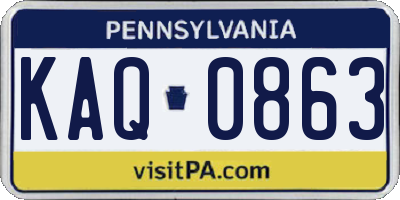 PA license plate KAQ0863
