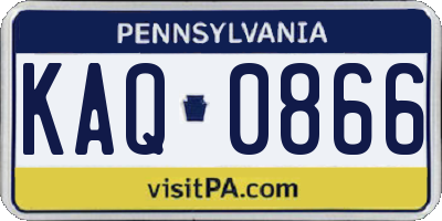 PA license plate KAQ0866