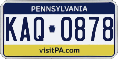 PA license plate KAQ0878