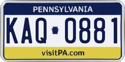 PA license plate KAQ0881