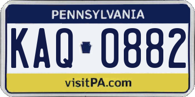 PA license plate KAQ0882